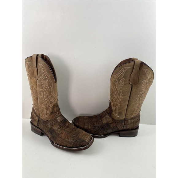 NWOB Circle G ORIX Caiman Patchwork & Embroidery Square Toe Western Boot Men 10D